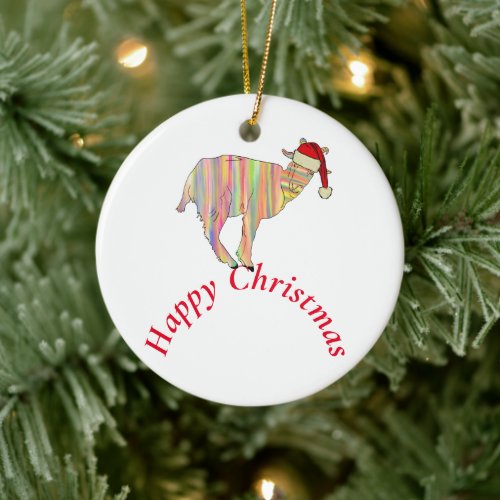 Goat Happy Christmas Ceramic Ornament