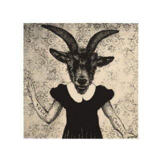 Goat Head 8"x8" Wood Wall Art