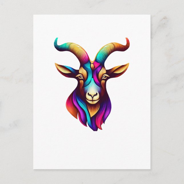Goat head colorful Horn Postcard (Front)
