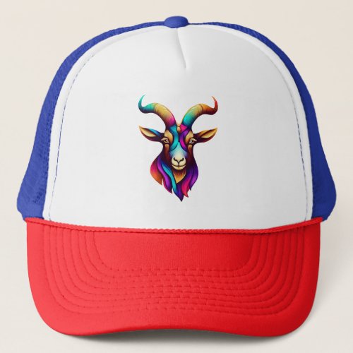 Goat head colorful Horn Trucker Hat