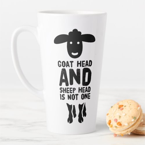 Goat Head Sheep Head Funny Quote With Black Text Latte Mug