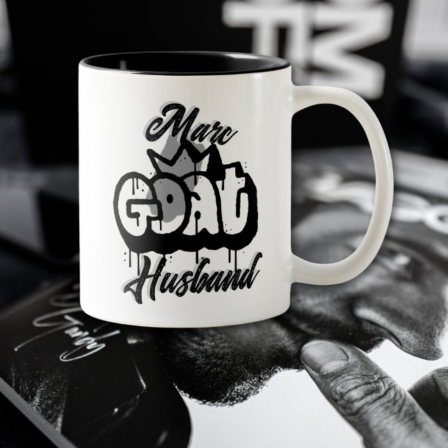 GOAT Husband Graffiti Style Two-Tone Coffee Mug (Creator Uploaded)