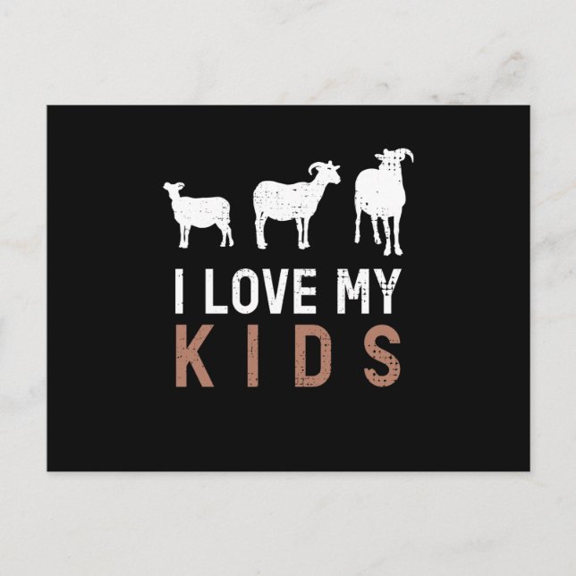 Goat I Love My Kids Goats Postcard (Front)