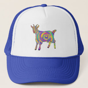 Goat Illustration Colorful Funky Jazzy Animal Art Trucker Hat