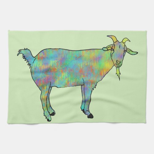Goat illustration Colorful Funny Funky Animal Art Towel