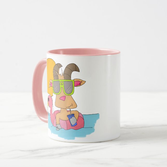 Goat in a Flamingo Float - Coffee Mug (Front Left)
