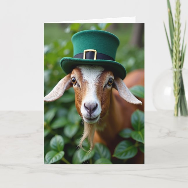 Goat In A Hat Fun Greeting Card (Front)