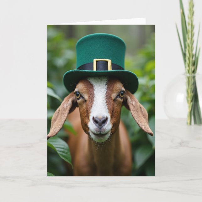 Goat In A Hat Funny Animal Card (Front)