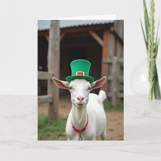 Goat In A Hat St Patricks Day Card (Front)