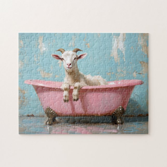Goat in a Pink Bathtub Jigsaw Puzzle (Horizontal)