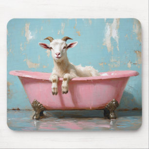 Goat in a Pink Bathtub Mouse Pad