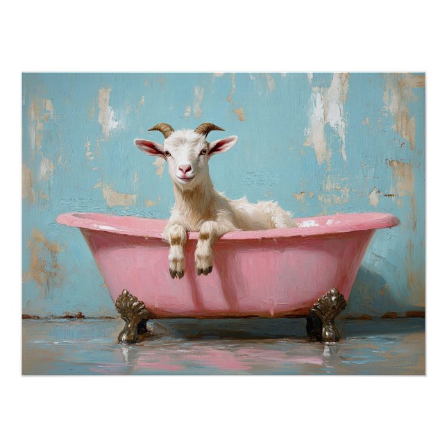 Goat in a Pink Bathtub Poster (Front)