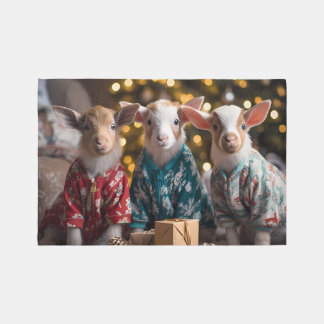 Goat In Christams PJ's Area Rug Indoor/Outdoor