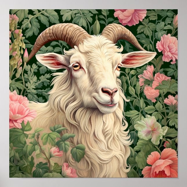 Goat in Meadow Painting Poster (Front)
