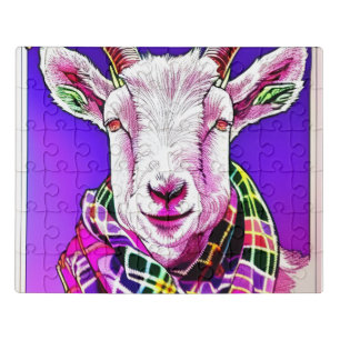 Goat in Tartan Scarf Jigsaw Puzzle
