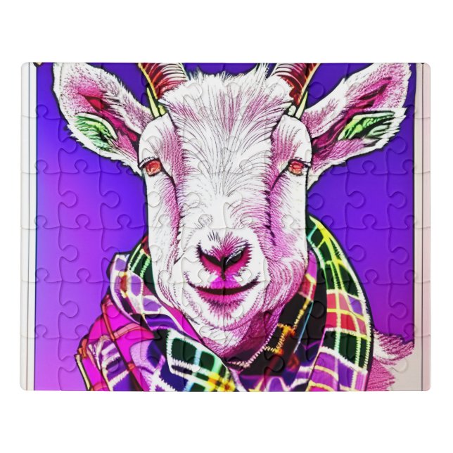 Goat in Tartan Scarf Jigsaw Puzzle (Puzzle Horizontal)
