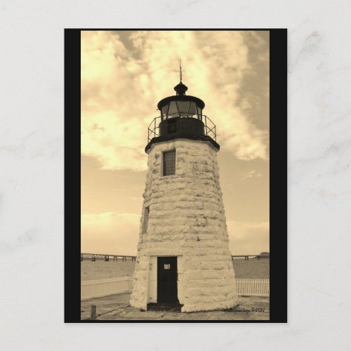 Goat Island Lighthouse post card Newport RI