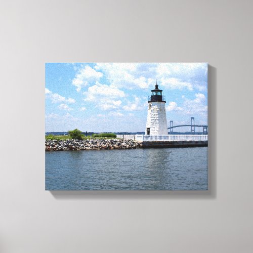 Goat Island Lighthouse Rhode Island Canvas Print