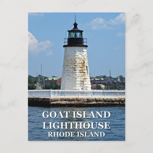 Goat Island Lighthouse, Rhode Island Postcard (Front)