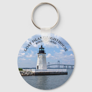 Goat Island Lighthouse, Rhode Island Round Keyring