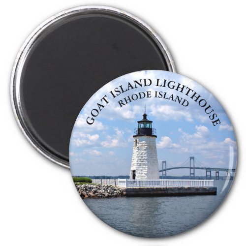 Goat Island Lighthouse Rhode Island Round Magnet