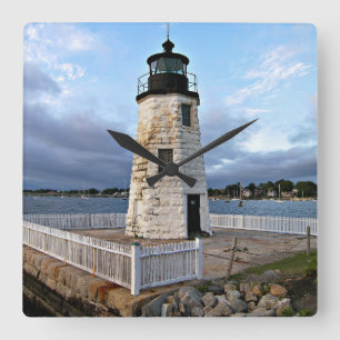 Goat Island Lighthouse, Rhode Island Square Wall Clock