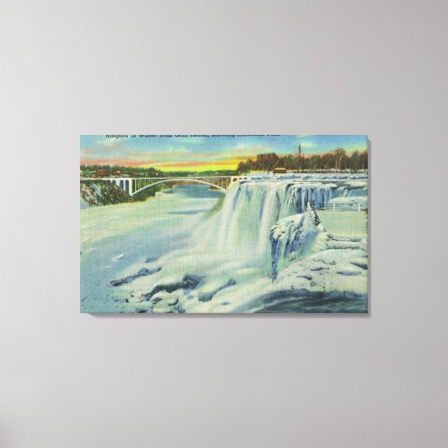 Goat Island View of American Falls in Winter Canvas Print (Front)