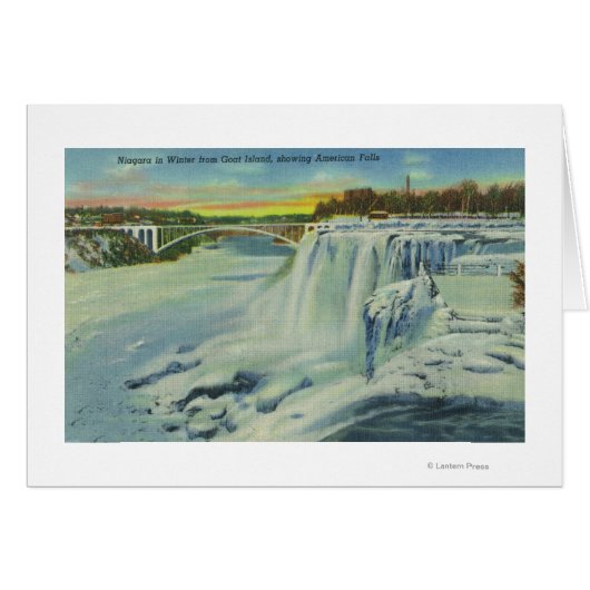Goat Island View of American Falls in Winter Cards (Front Horizontal)