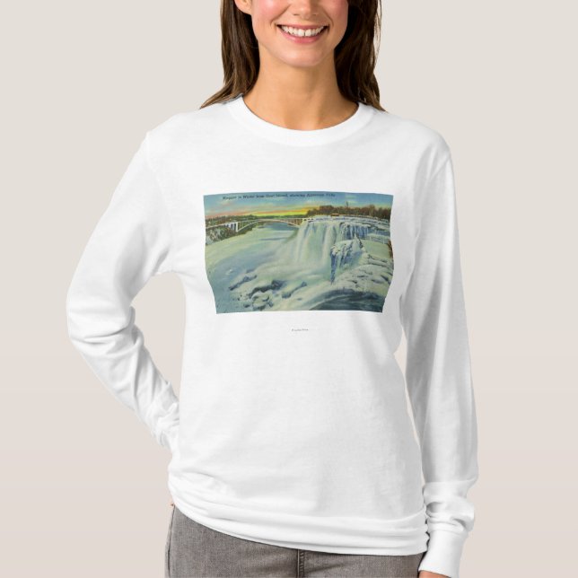 Goat Island View of American Falls in Winter T-Shirt (Front)