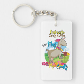 GOAT | Just Want to Drink Coffee Play With Goats Keychain