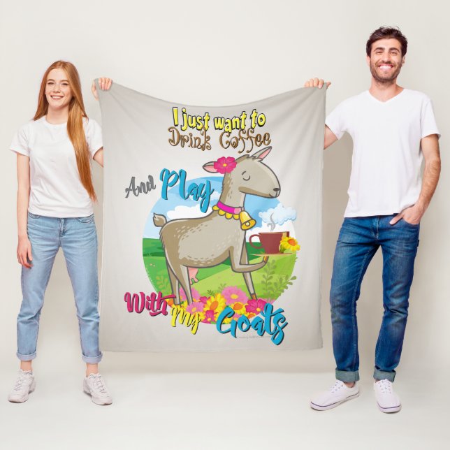 GOAT | Just want to Drink Coffee Play with My Goat Fleece Blanket (In Situ)