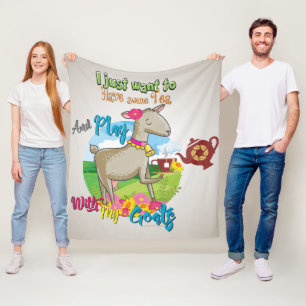GOAT Just Want to Have Some Tea Play With Goats Fleece Blanket