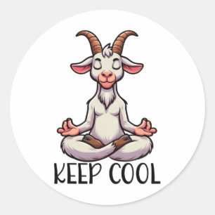 Goat Keep Cool Yoga Meditation Classic Round Sticker