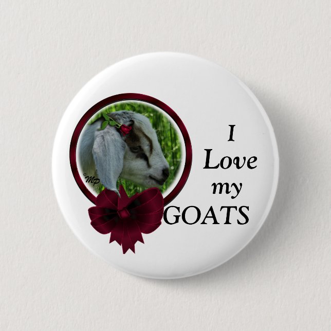 Goat Kid & bow- personalize Button (Front)