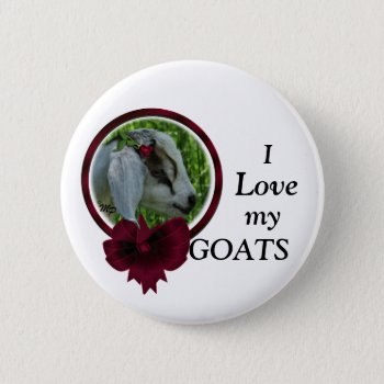 Goat Kid & Bow- Personalize Button by MakaraPhotos at Zazzle