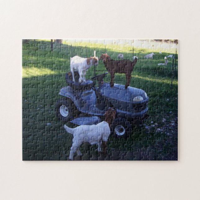 Goat Kids on as Mower Jigsaw Puzzle (Horizontal)