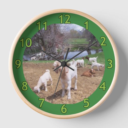 Goat Kids on the Pond Clock