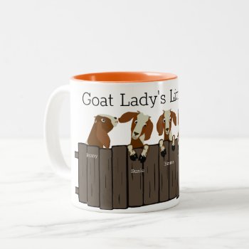 Goat Ladys Little Herd Of 5 Goats Two-tone Coffee Mug by getyergoat at Zazzle