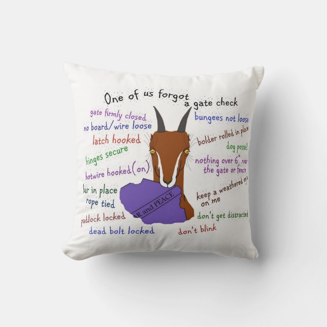goat, lamancha, escape trouble throw pillow (Front)