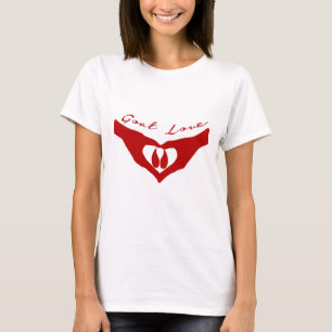 Goat Love Heart Hands Holding Hoof Red T-Shirt