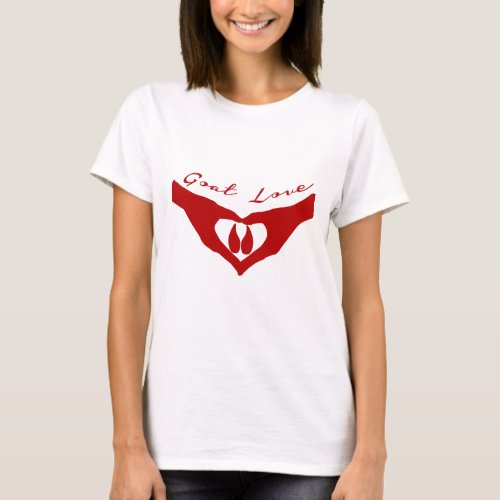 Goat Love  Heart Hands Holding Hoof Red T_Shirt