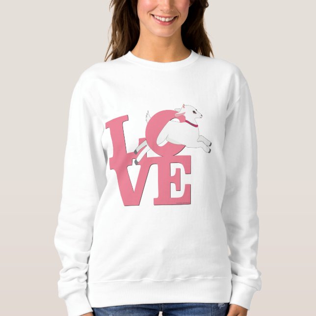 GOAT LOVER | BABY PINK Goat L O V E - White Goat Sweatshirt (Front)