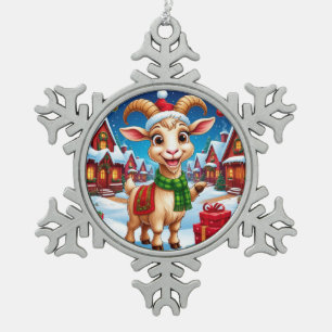❄️ Goat Lover Christmas Gift Year Of The Goat 2027 Snowflake Pewter Christmas Ornament
