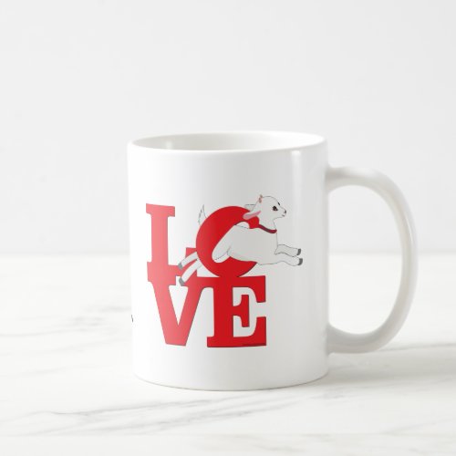 GOAT LOVER  RED Goat L O V E _ White Goat Coffee Mug