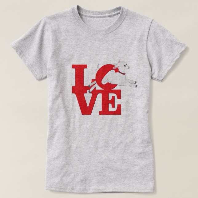 GOAT LOVER | RED Goat L O V E - White Goat T-Shirt (Design Front)