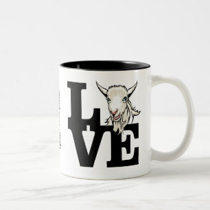GOAT LOVER RETRO Goat L O V E - White Goat Two-Tone Coffee Mug