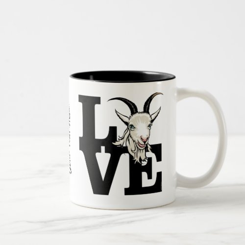 GOAT LOVER  RETRO Goat L O V E _ White Goat Two_Tone Coffee Mug