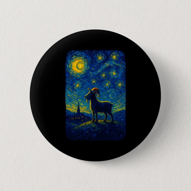 Goat Lover Santa Hat Christmas Starry Cute Night V Button (Front)