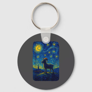 Goat Lover Santa Hat Christmas Starry Cute Night V Keychain
