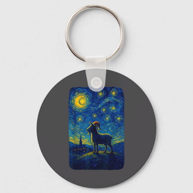 Goat Lover Santa Hat Christmas Starry Cute Night V Keychain (Front)
